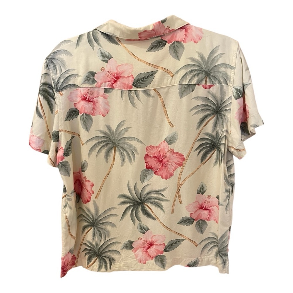 Island Winds Tropical Hawaiian Floral Button Down Short Sleeves Shirt, Size L. - Picture 2 of 7